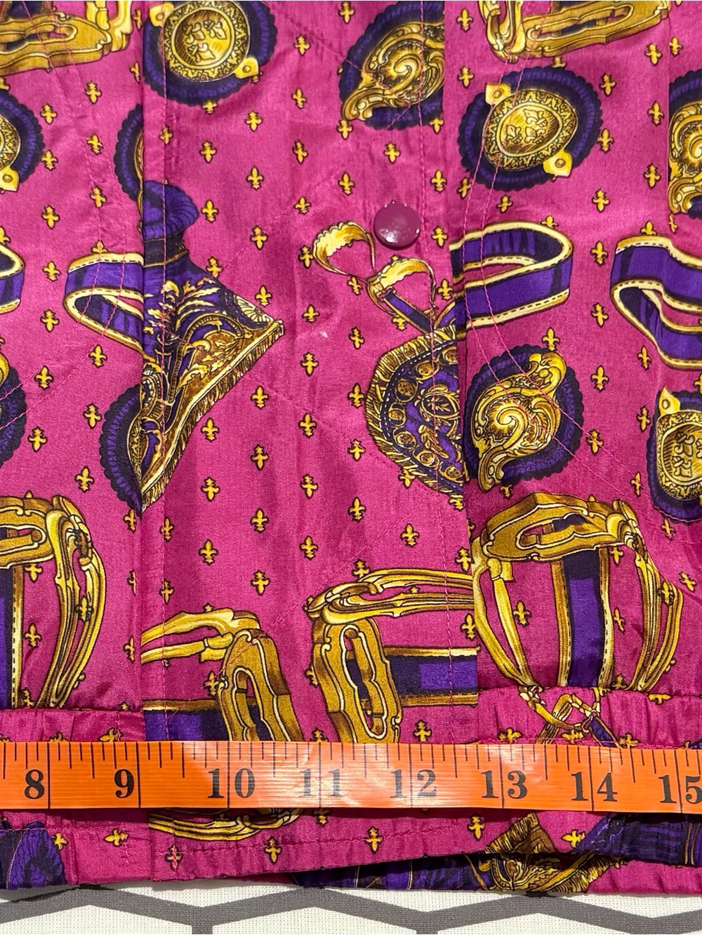 Vintage Regina Porter Women's Pink Purple Equestrian-Print Bomber Jacket Small - Picture 11 of 13